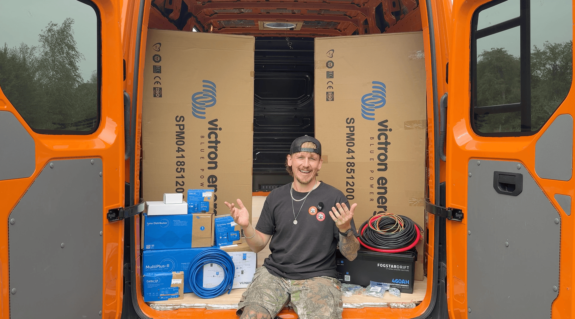 Campervan enthusiasts explaining his electric set up and battery choice