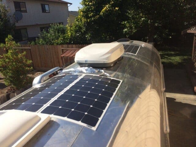 Flexible solar panel on curved campervan roof